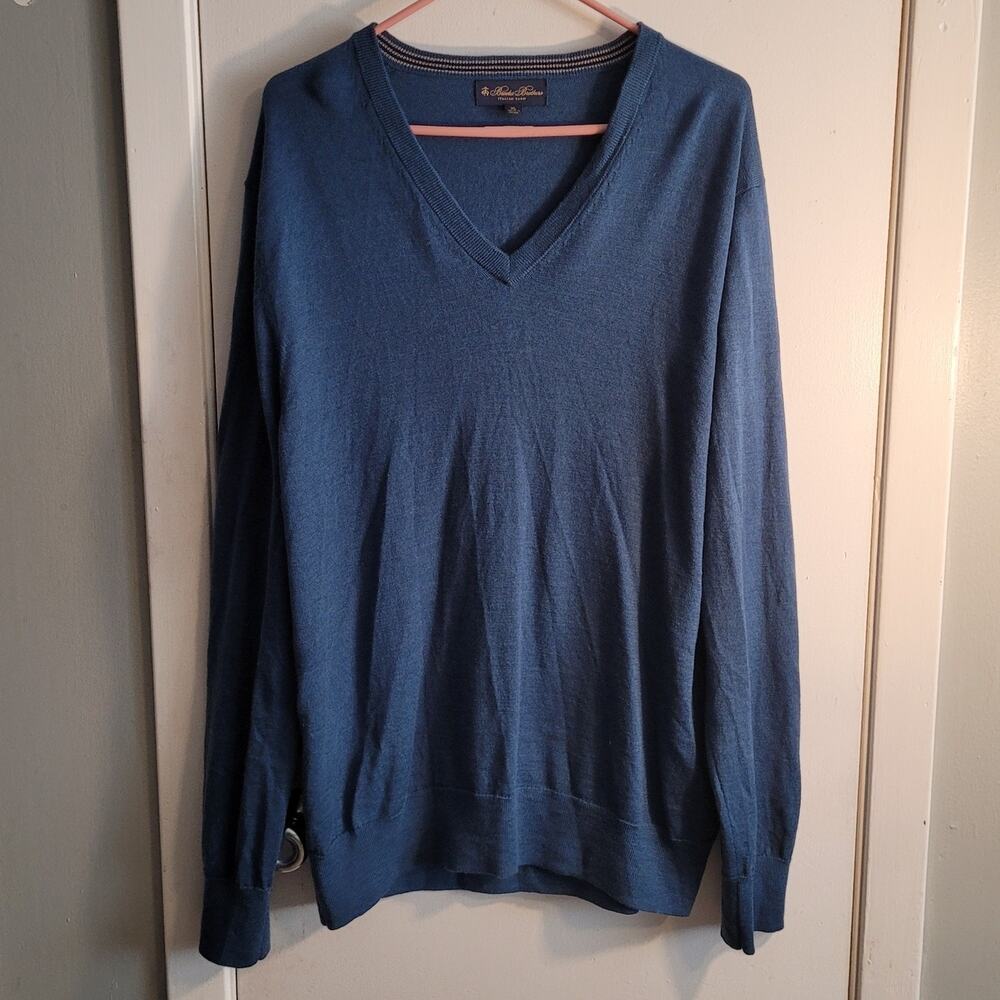 Brooks Brothers XL Italian Merino Wool Sweater VNeck Pullover Old Money Quietlux